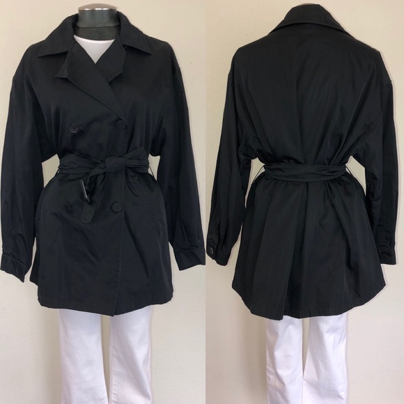 Prada 90’s Black Double-Breasted Belted Jacket - Picture 4 of 8